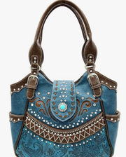 Women Western Floral Damask Medallion Large Handbag