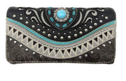 Bella Pu Leather Fringe Western Crossbody Wallet