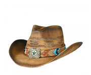 Vegan cowboy with western pattern vegan patch band hat