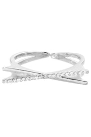 CZ Gold-Dipped Criss Cross Adjustable Ring
