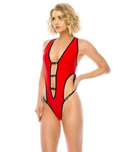SEX CUT OUT ONE PEICE TWO TONE SWIMSUIT