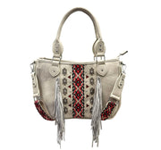 Aztec Tribal Print Fringe Western Handbag Purse with crossbody strap