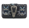 Butterfly Embroidered Buckle Crossbody Wallet