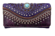 Bella Pu Leather Fringe Western Crossbody Wallet