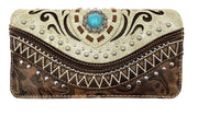 Bella Pu Leather Fringe Western Crossbody Wallet