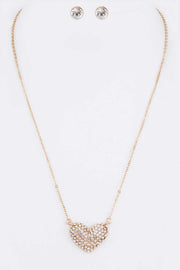 Crystal Heart Pendant Necklace Set