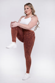 PLUS MINERAL WASHED WIDE WAISTBAND YOGA LEGGINGS