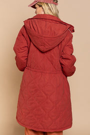 Long Padded Jacket With Hoodie