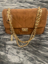 Karl Lagerfeld Luxury Suede Chain Shoulder Bag in Brown