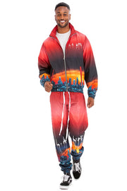 NYC LIFE LA LIFE PRINT WINDBREAK TRACK SUIT