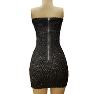 WOMEN'S SEQUIN TUBE MINI DRESS WITH ZIPPER BACK