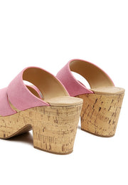 GERD BLOCK HEELED SUEDE SLIP-ON SANDAL