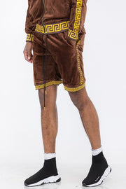 Status Print Velour Shorts Suede Shorts