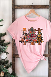 COWHIDE AZTEC & LEOPARD CHRISTMAS TREE GRAPHIC TEE