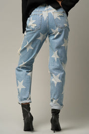 Star Print Slouch Jeans