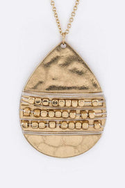 Wire Wrap Nuggets Hammered Pendant Necklace