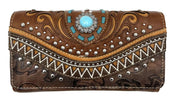 Bella Pu Leather Fringe Western Crossbody Wallet