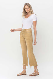 Vintage High Rise Raw Flare Hem Detail Jeans