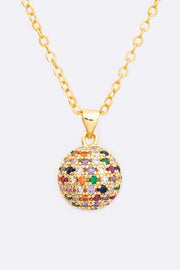 Mix Color CZ Disco Ball Pendant Necklace