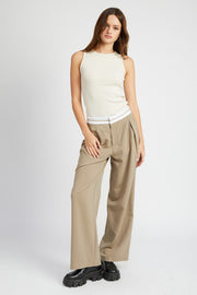 REVERSE WAIST BAND TAILORED PANTS