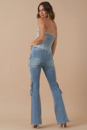 HIGH RISE CARGO BOOT DENIM