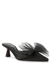 Asma Organza Bow Embellished Satin Mules