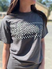 Charcoal Checkered Mama Tee