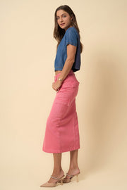 COLOR CARGO MIDI SKIRT