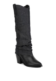 Fab Cowboy Boots With Denim Sleeve Setail