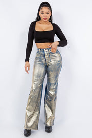 Wide Leg Jean with Foil Detail