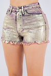 Metallic Foil Short in Pink