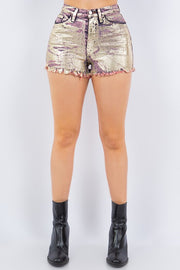 Metallic Foil Short in Pink