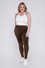 PLUS MINERAL WASHED WIDE WAISTBAND YOGA LEGGINGS