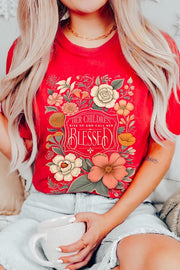 Blessed Floral Graphic T Shirts