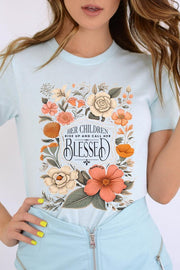 Blessed Floral Graphic T Shirts