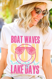 Boat Waves Sun Rays Lake Days Graphic T Shirts