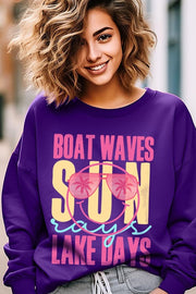 Boat Waves Sun Rays Graphic Fleece Sweatshirts