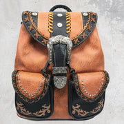 Western Leather Buckle Backpack