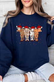 Christmas Cows Graphic Fleece Sweatshirts