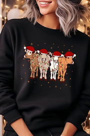 Christmas Cows Graphic Fleece Sweatshirts