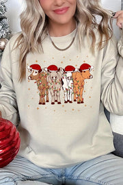 Christmas Cows Graphic Fleece Sweatshirts