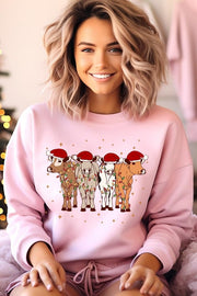 Christmas Cows Graphic Fleece Sweatshirts