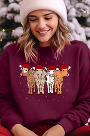 Christmas Cows Graphic Fleece Sweatshirts