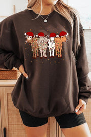 Christmas Cows Graphic Fleece Sweatshirts