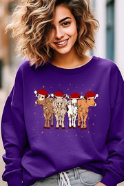 Christmas Cows Graphic Fleece Sweatshirts