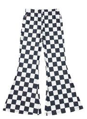 Black Checkerboard High Rise Casual Flared Pants