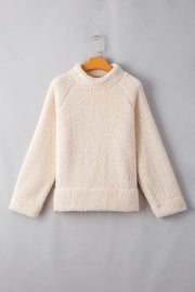 Women Solid Fleece High Neck Pullover Sweatshirt