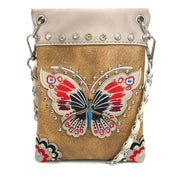 Butterfly Embroidered Multicolored CrossbodyPurse Bag