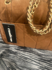 Karl Lagerfeld Luxury Suede Chain Shoulder Bag in Brown
