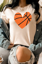 Distressed Basketball Hearts Sports Graphic Tee